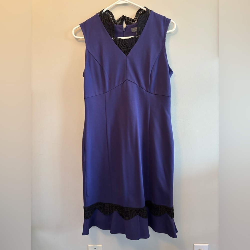 The Limited Astral Aura Sleeveless Ponte Lace Dress Purple Black Lace Size 4‎
